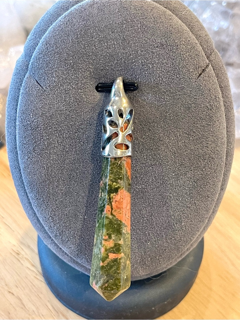 🌑Copper Genuine Unakite Crystal Drop Pendant🌑 - Picture 3 of 3